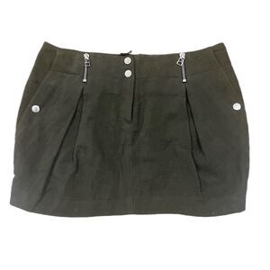 Faith Connexion Paris Linen Blend Skirt Size 4 Army Green
